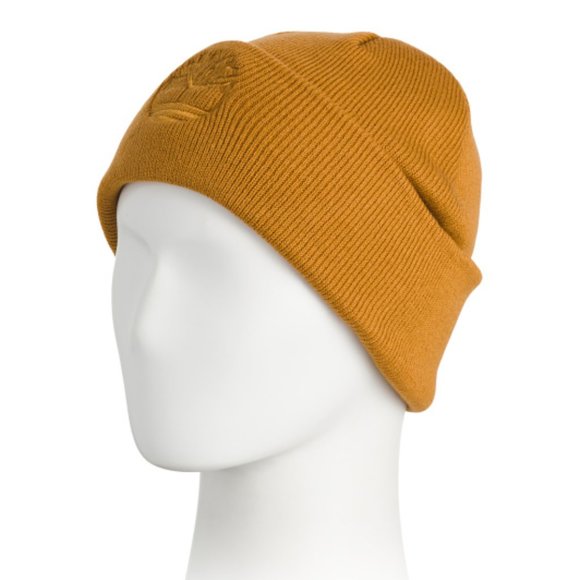 ​Timberland Wheat Knit Beanie Rib Cuff Embroidered Crest Logo Thermal Winter NWT - Picture 1 of 5